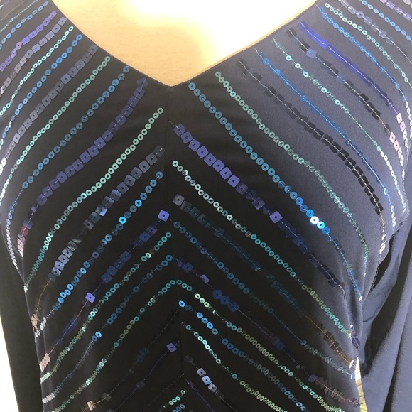 Bob Mackie Wearable Art Blue Sequined Beaded Blouse 3X - Picture 7 of 11